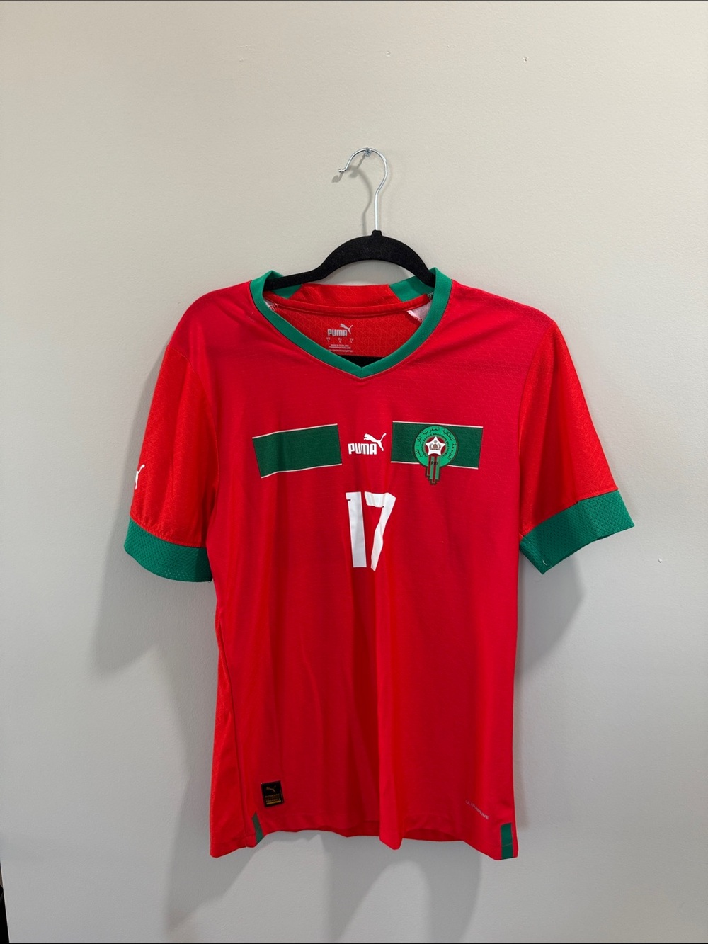 Puma Red and Green Men's Football Jersey #17